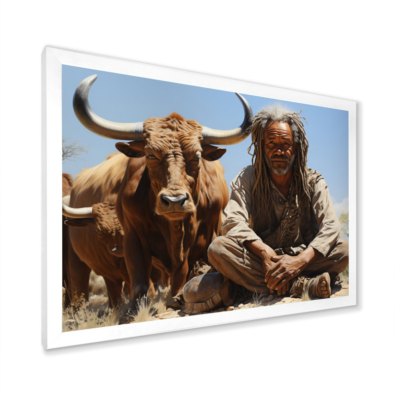 Kenyette, tribus d'Afrique, himba nomade II sur toile, Cadre photo blanc, H 12 po x l 20 po x P 1 po