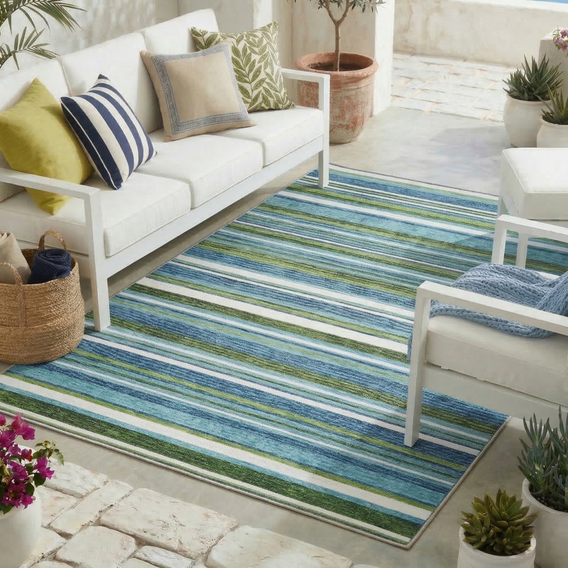 Tapis intérieur / extérieur bleu Isla, Rectangle 4pi x 6 pi