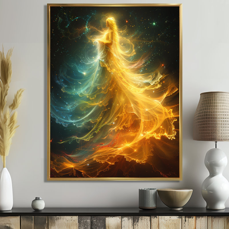 Décoration murale ange éthéré - Ailes d'ange, Cadre flottant doré, H 32 po x l 16 po