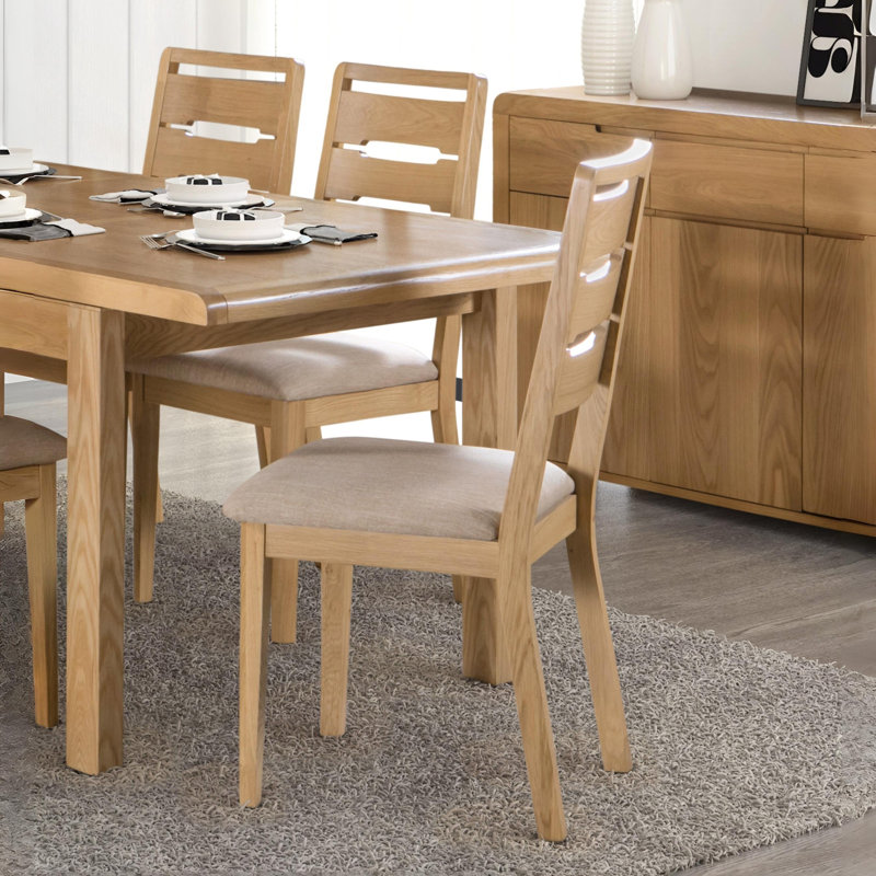 Bruner 48 cm H Upholstered Linen Ladder Back Dining Chair in Brown