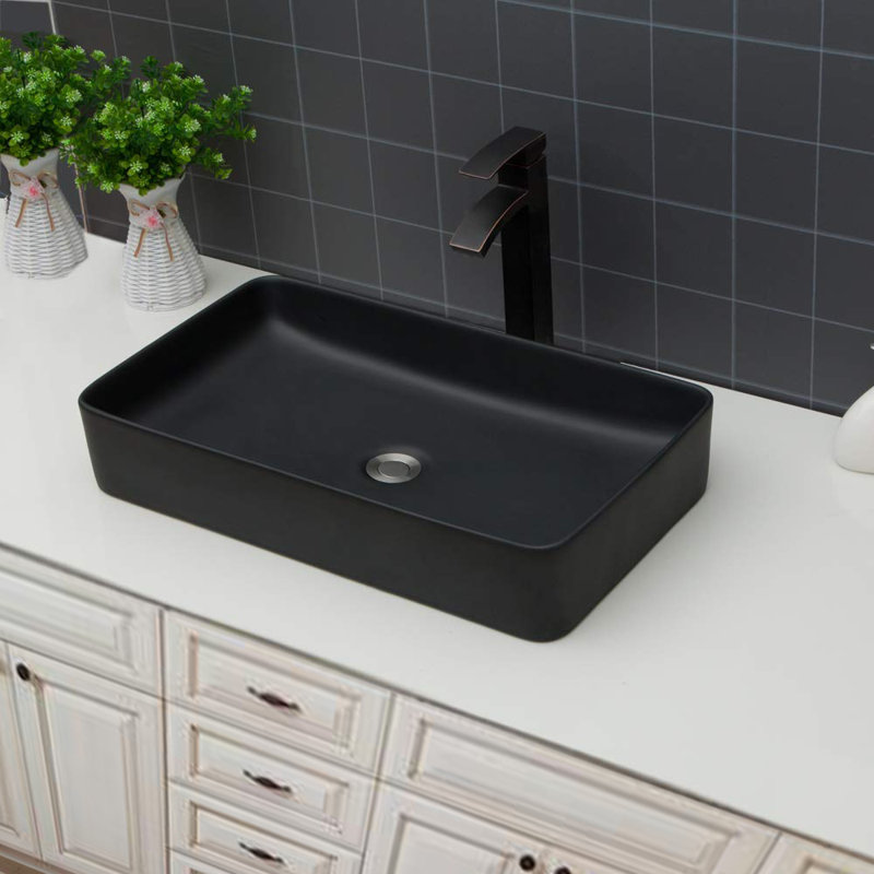 GAWEZA 13.5'' Ceramic Rectangular Bathroom Sink