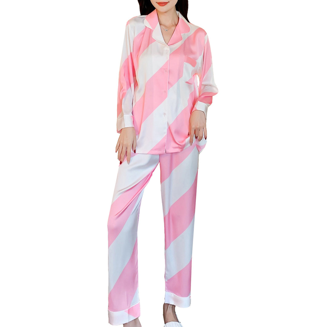 RH Pajamas Set Long Sleeve Womens Button Down Sleep Nightwear Soft Pj Lounge Sets S-L Alwyn Home 