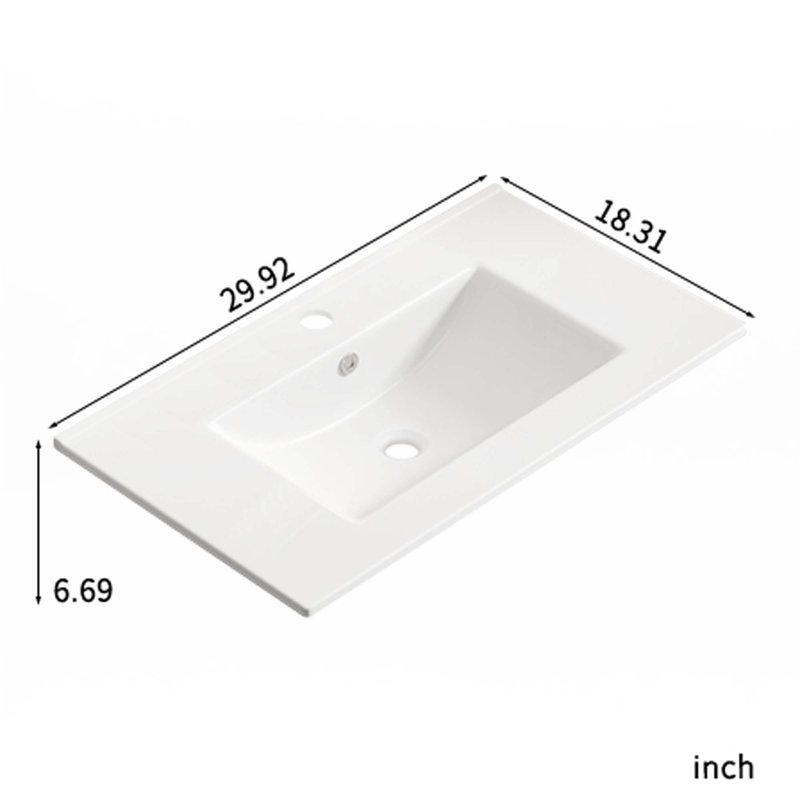 Lavabo-vasque (sans trop-plein), 30"
