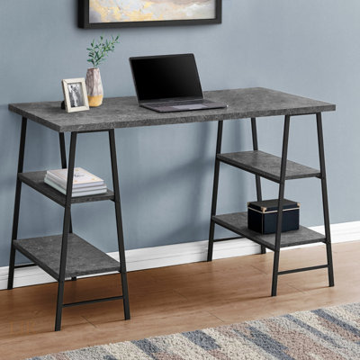 Bureau d'ordinateur Allyssa, bureau personnel, ordinateur portable, tablettes de rangement, L 48 po, bureau, métal, stratifié