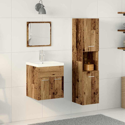 Vidaxl Bathroom Furniture Set 4 Pcs Old Wood 41 X 38.5 X 46 Cm