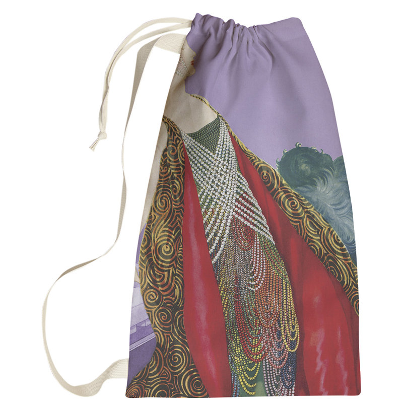 Roxbury Fabric Laundry Bag with Handles, Large (76.5" H x 29.5" W x 1.5" D), Dark Gray/Red/Yellow
