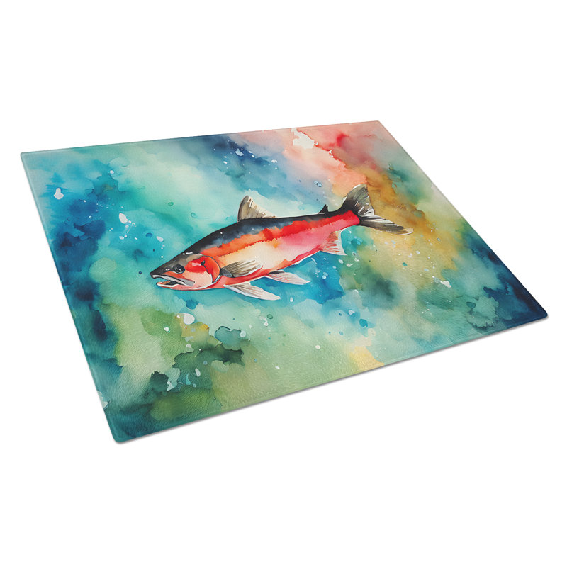 Salmon Glass Cutting Board Large