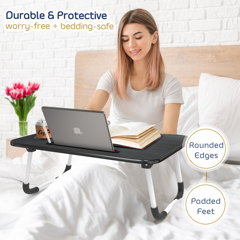 Nestl Large Black Foldable Laptop Desk with Cup Holder
