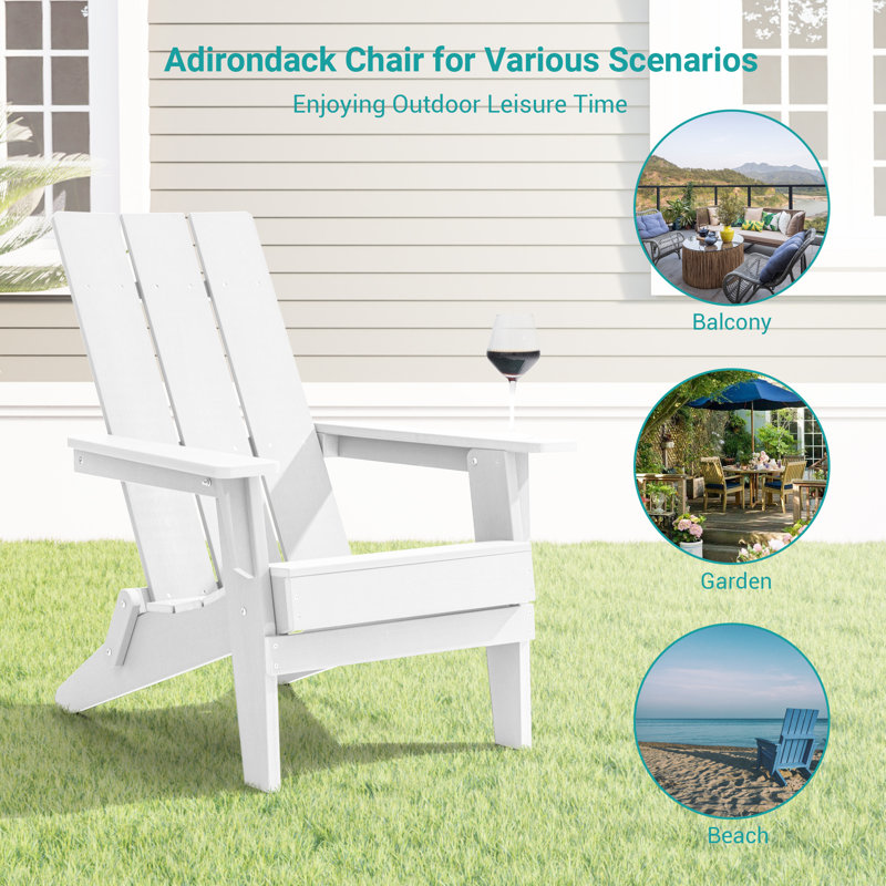 Chaise Adirondack pliable Fairlough HiPS, Blanc