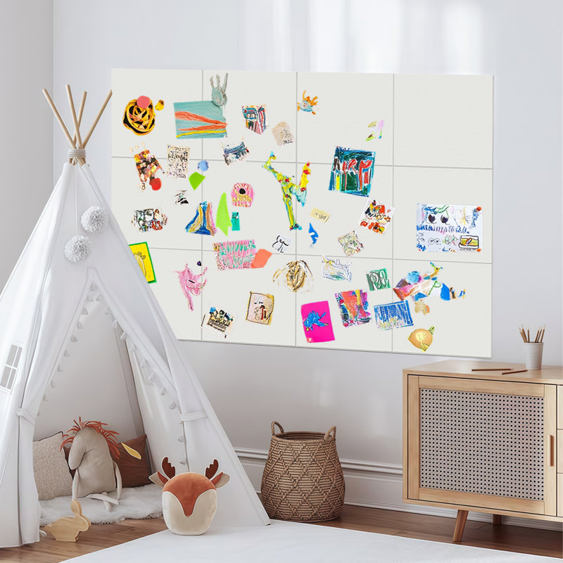 Panneaux muraux en feutre texturé, babillards réutilisables, ensemble de 12 pièces, avec punaises, Blanc