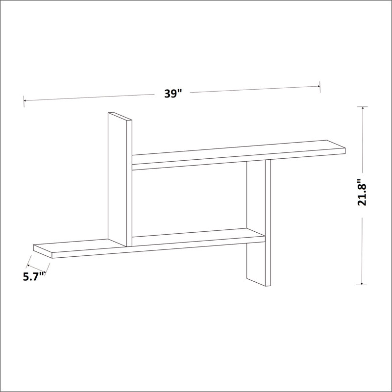 Conal 2 Piece Tiered Floating Shelf, Oak
