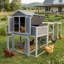Poulailler très grand 150 po - poulailler d'extérieur en bois avec fil de métal noir antirouille, 2 boîtes de nidification, 5 perchoirs pour la volaille, cage à poulet sécurisée et durable