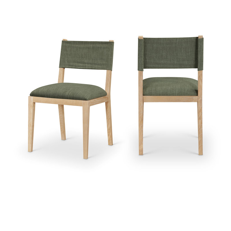 Chaise d'appoint Vina, Tissu olive texturé en lin, Teint naturel