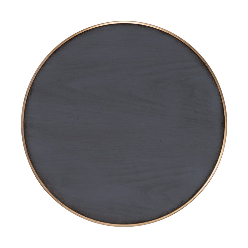 Anicka 16 in. W Round Wood 3 Leg Side Table, Blue & Gold, Blue & Gold