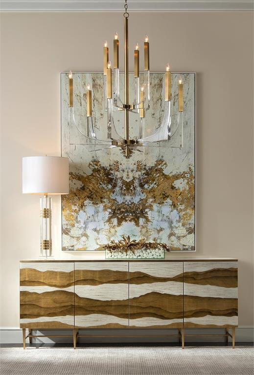 10 - Light Chandelier, Antique Brass