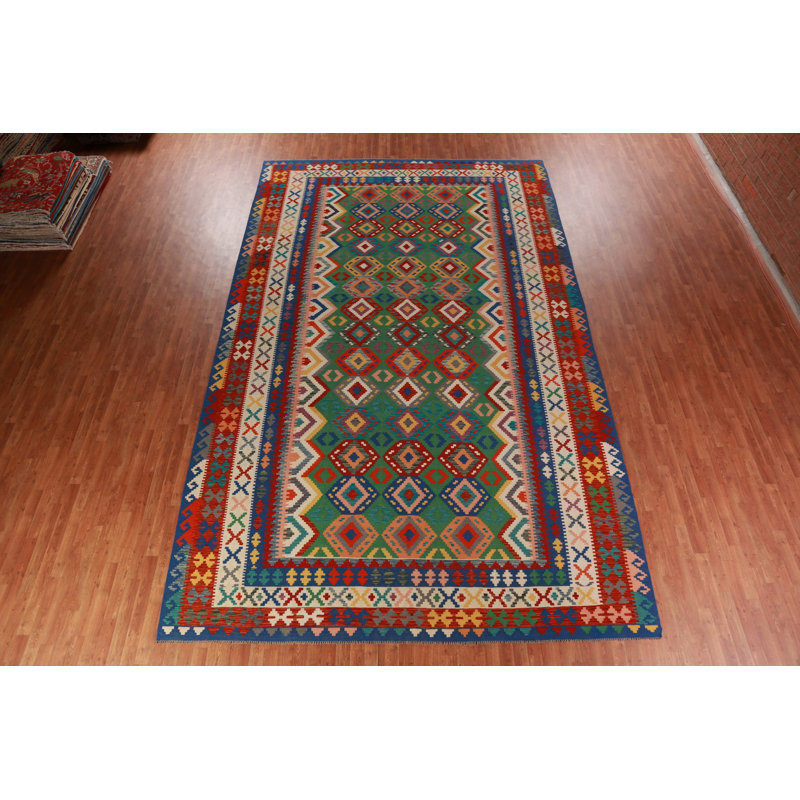 Geometric Wool Kilim Oriental Large Rug 10x16