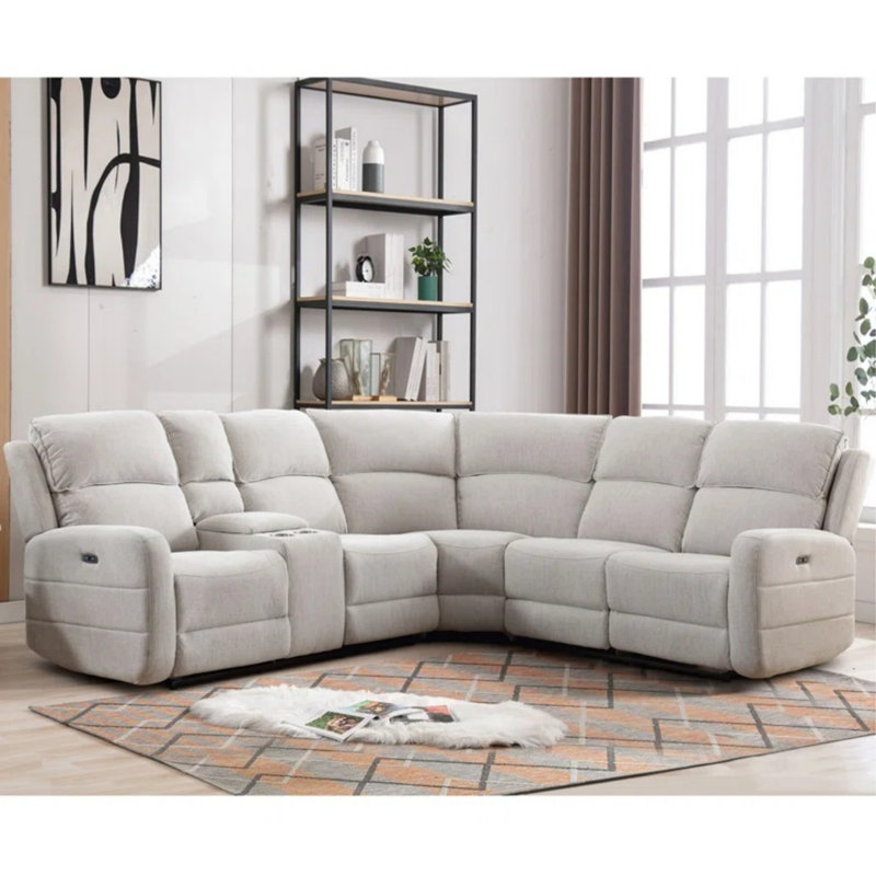 Ensemble de salon 3 pièces inclinable moderne et rembourré avec porte-gobelets et rangement