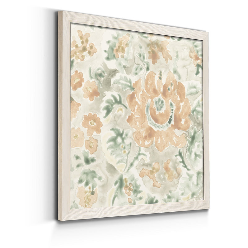 Tuile de jardin terre cuite, Toile blanche encadrée, H 17 po x l 17 po x P 1,5 po