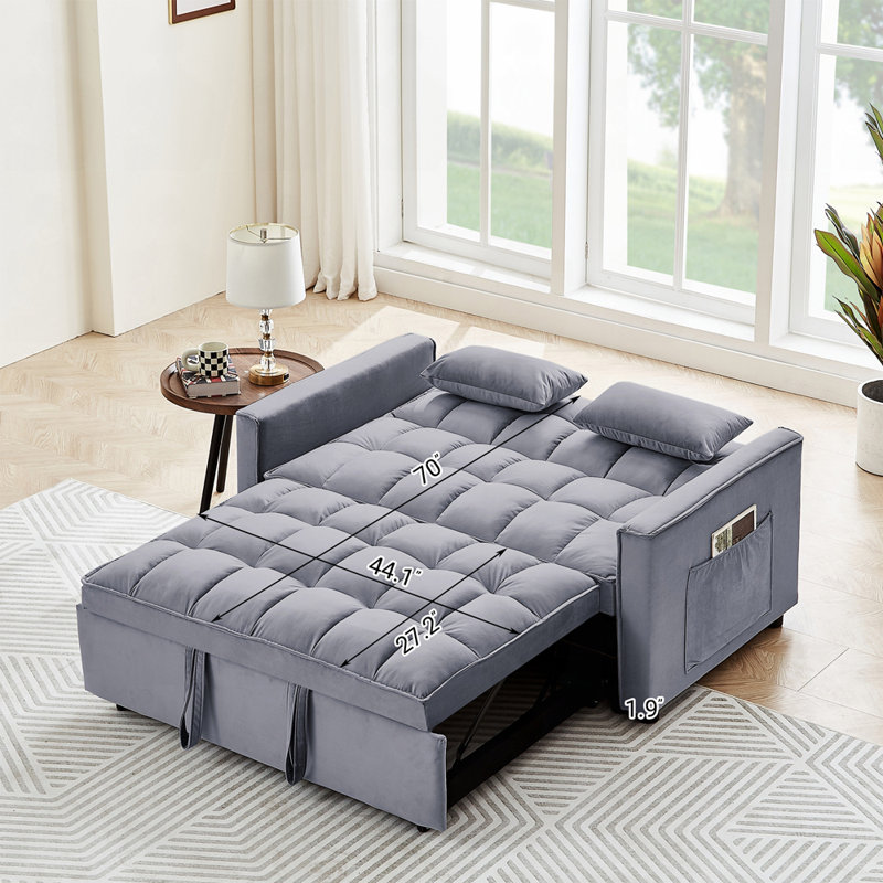 Cubbindall Upholstered Convertible Sofa Bed,Sleeper Sofa,Sofa,Modern Sofa,Accent Sofa, Gray Velvet