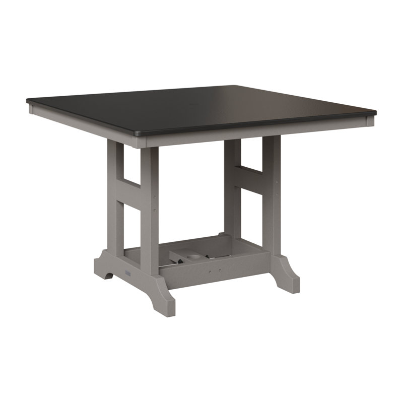Table de bar carrée 44 po Berlin Gardens Garden Classic, Gris clair, H 39,5 po x l 44 po x P 44 po, Noir martelé