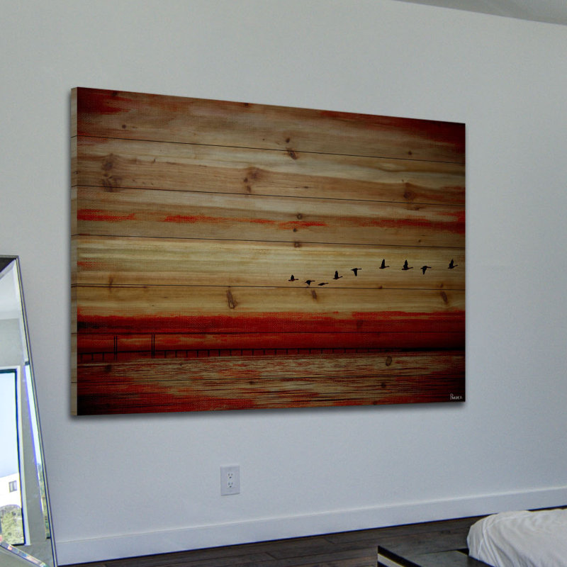 «Flying South» par Parvez Taj - reproduction sur bois, 30 po x 45 po