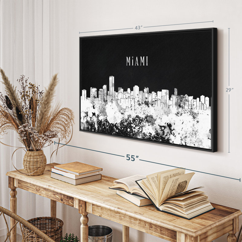 «Miami Skyline BW», H 29 po x l 43 po