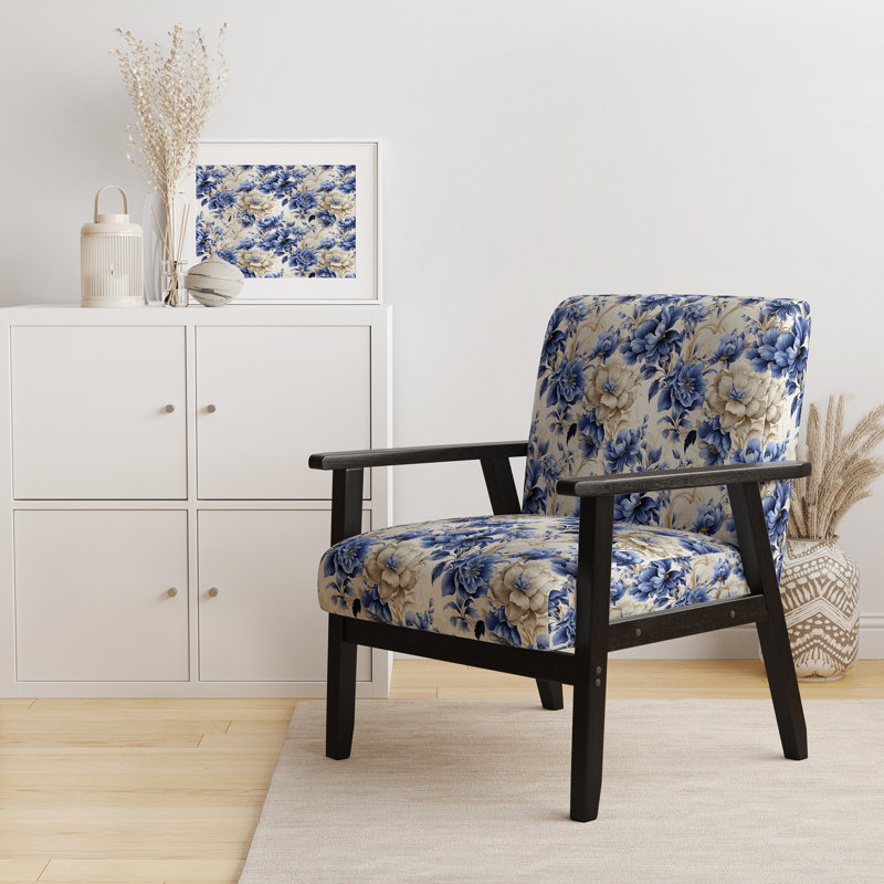 Chaise d'appoint florale Cobalt, Cadres ornementaux bleu cobalt victorien VI