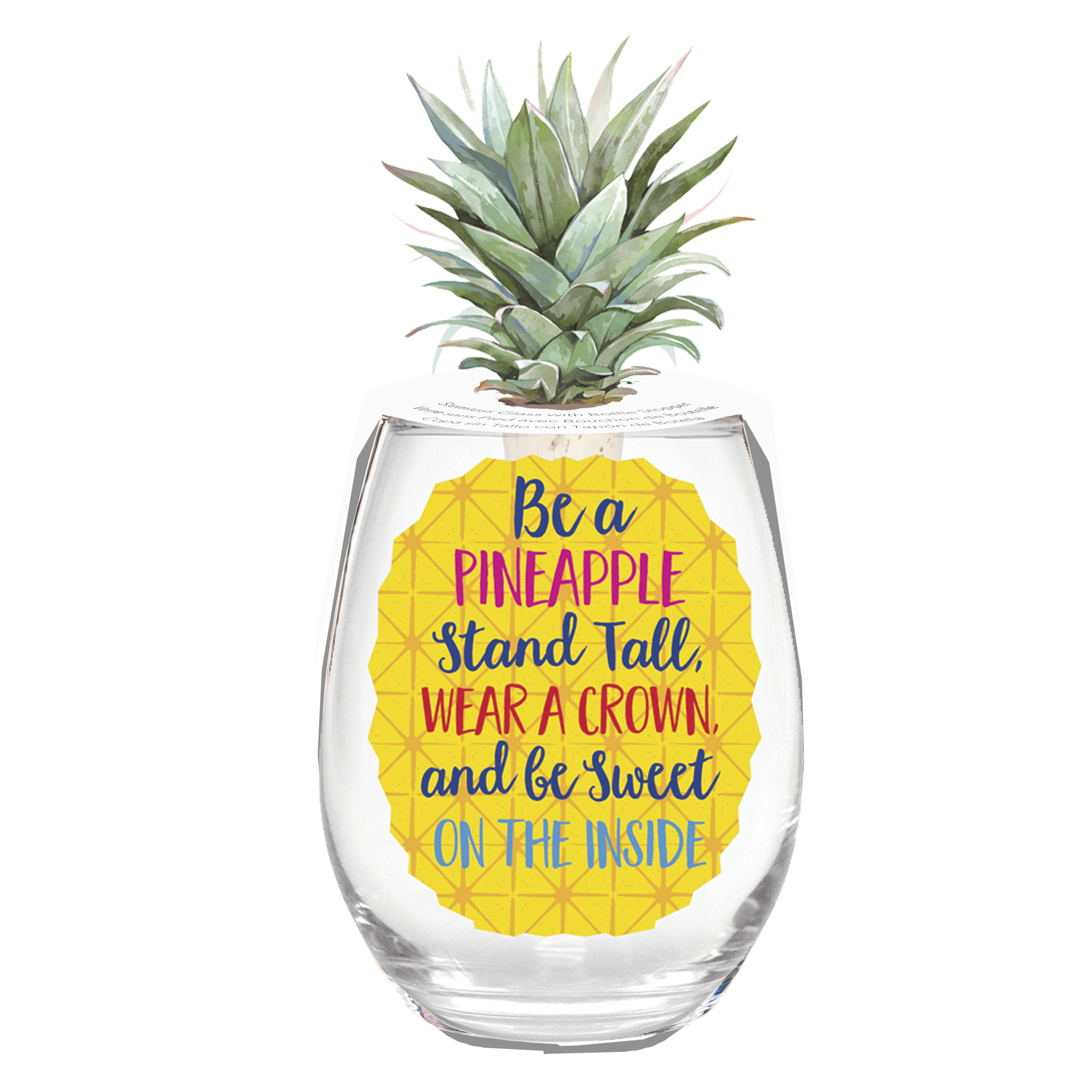 Stemless Wine Glass with Pineapple Texture