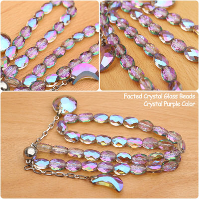 Magnetic Curtain Tiebacks, 2 Pack Crystal Beaded Sun & Moon Pendants Sheers/Draperies Holdbacks for Window Home Office Decor (Purple)