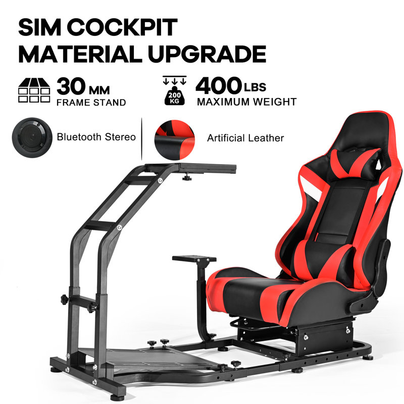 Inbox Zero Adjustable Backrest-Height and Adjustable Height PC & Racing Game Chair with Built-In Speaker