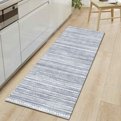 Rug Branch Azura 2' x 3' (2' x 3'3") Blue/Navy Boho Indoor Doormat Rug, Contemporary, Low Pile, Stain-Resistant Entry Carpet - Front Door, Mudroom, Hallway and Kitchen