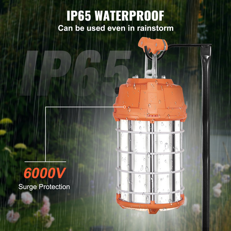 Lampe de travail à DEL portable, 150 W, 20000 Lm, 5000 K durable et résistante à l'eau, pouvant être reliée jusqu'à 6 unités, éclairage de plafond ou de travail sur pied pour une utilisation intérieure et extérieure