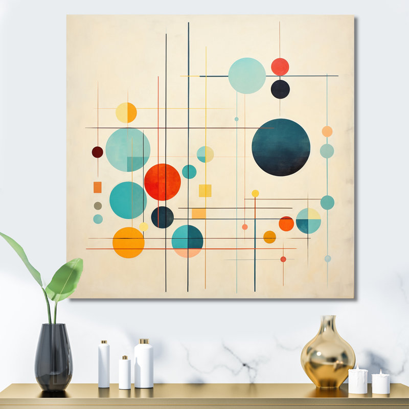 Syncronicities Midcentury Elegant Retro Art - Abstract Midcentury, reproduction d'art sur toile, H 16 po x l 16 po x P 1 po