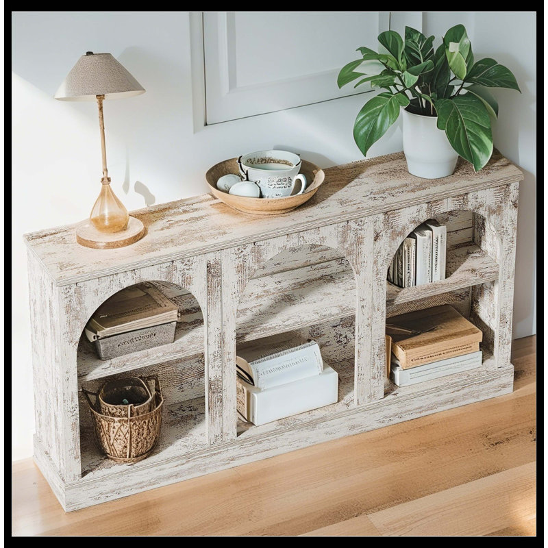 63" Console Table, Farmhouse Entryway Table With 3 Tier Storage