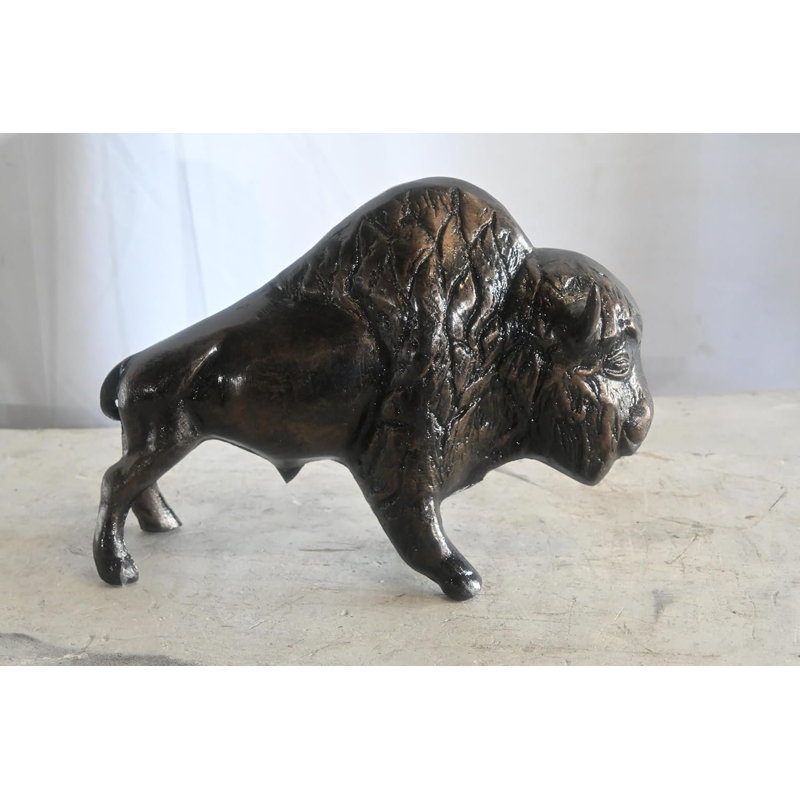 Statue de table détaillée en aluminium 16 po x 7 po x H 11 po Buffalo Bison