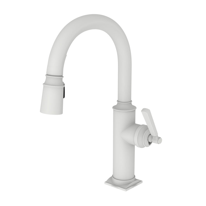Adams Single Handle Pull Down Bar Faucet, Matte White