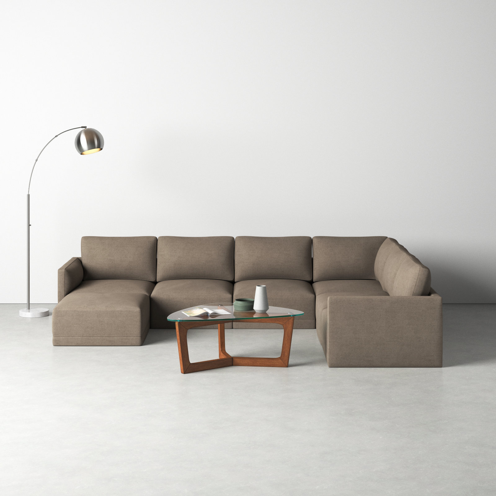 Deirdre Modular Upholstered Reversible U-Sectional, Taupe