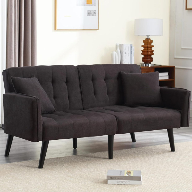 Petit canapé-lit moderne Mid-Century, Noir