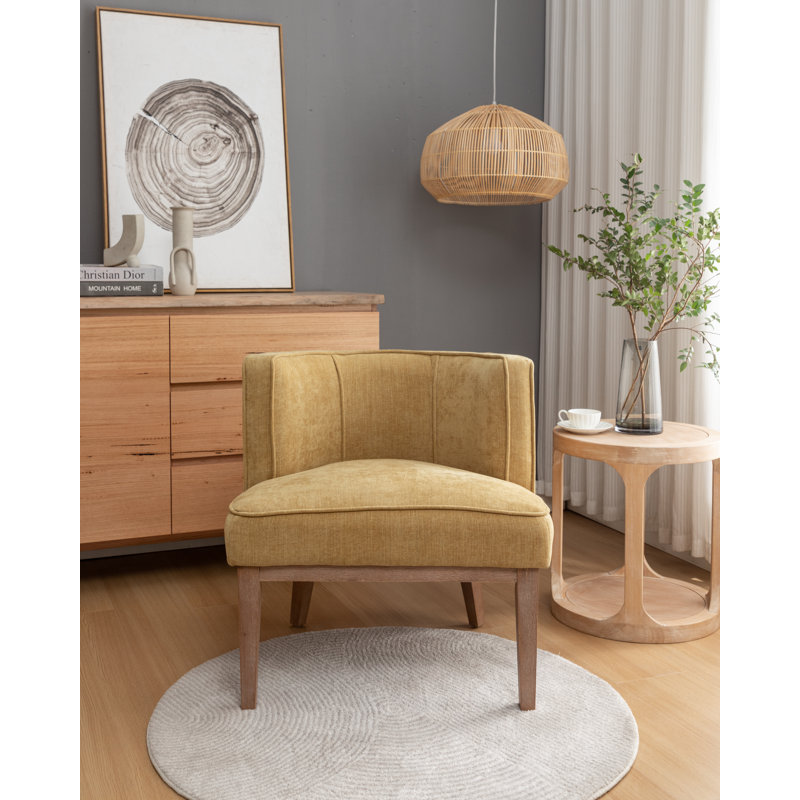 Karoll Upholstered Barrel Chair, Yellow Polyester Blend, 1