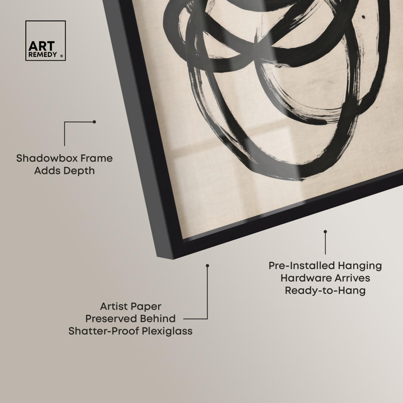 Décoration murale Beige Black I Shadowbox Print Line par Art Remedy, H 16 po x l 11 po, Noir