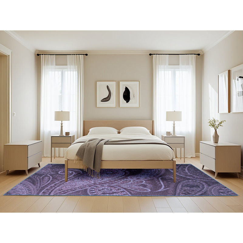 Tapis bleu / violet Paisley, Rectangle 5 pi x 8 pi
