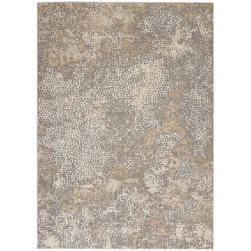 Uptown Abstract Area Rug in Beige, Rectangle 4' x 6'