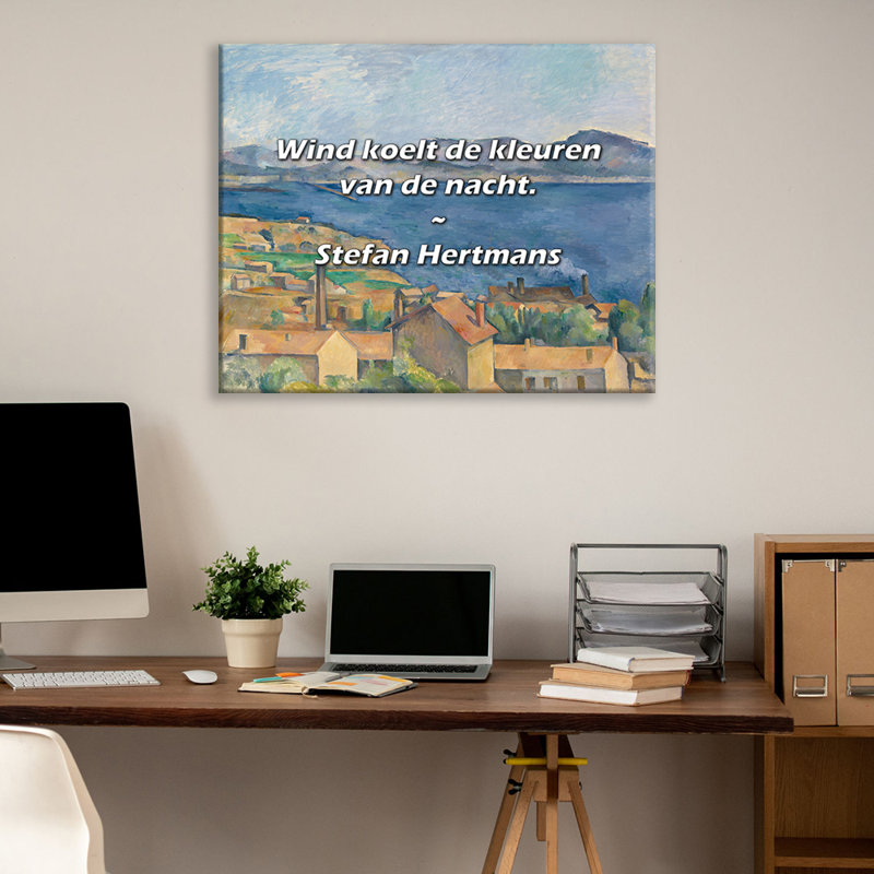 Artsy Quote "Wind koelt de kleuren van de nacht." By Stefan Hertmans Gallery Wrapped Canvas, 17" H x 24" W