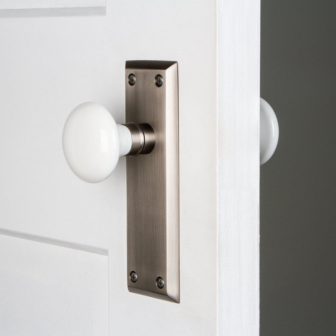 New York Plate with White Porcelain Door Knob Nostalgic Warehouse 