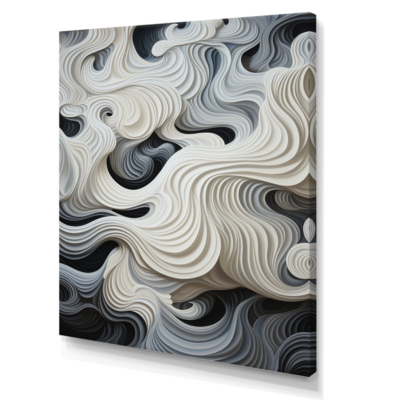 Impression sur toile monochrome, art noir et blanc II, Toile tendue, H 32 po x l 24 po x P 1 po