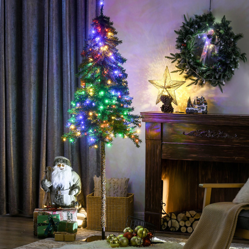 Arbre de Noël de 6 pi avec 6 lumières de Noël colorées, base en acier