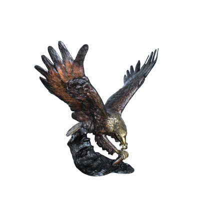 Sculpture aigle géant en bronze avec ailes déployées 54 po x 42 po x H 54 po