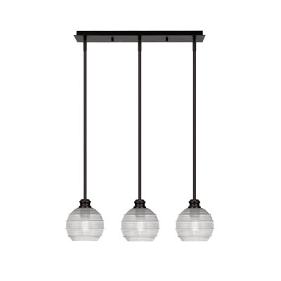 Edge 3 Light Linear Pendalier Shown With 6" Ribbed Glass