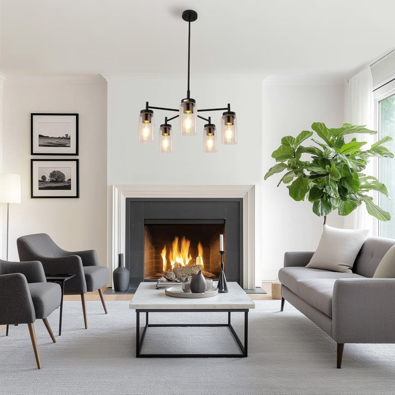 5 lustres contemporains de style Empire, Noir mat