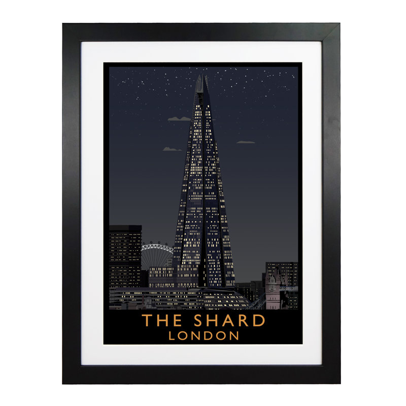 'The Shard 2' 1 Piece Wall Art, 43.5 cm H x 33.5 cm W x 2.2 cm D, Black Wood Frame